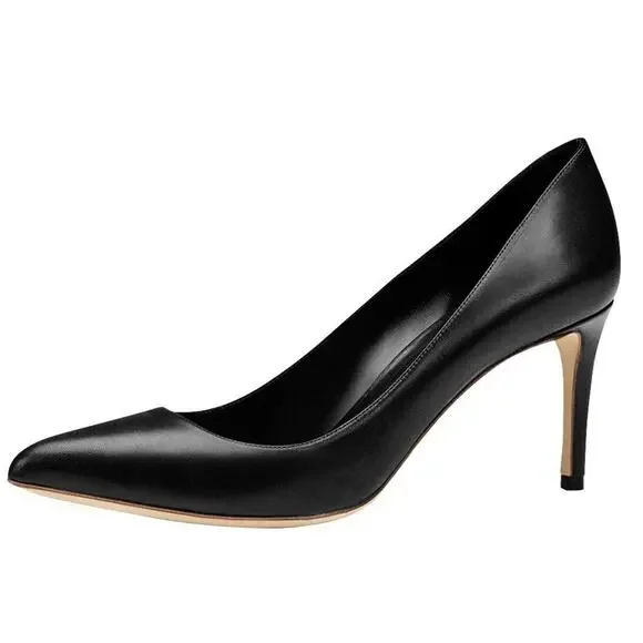Gucci Black Leather Brooke Pointy Toe Heel Pumps Size 38.5 New $635 Women's